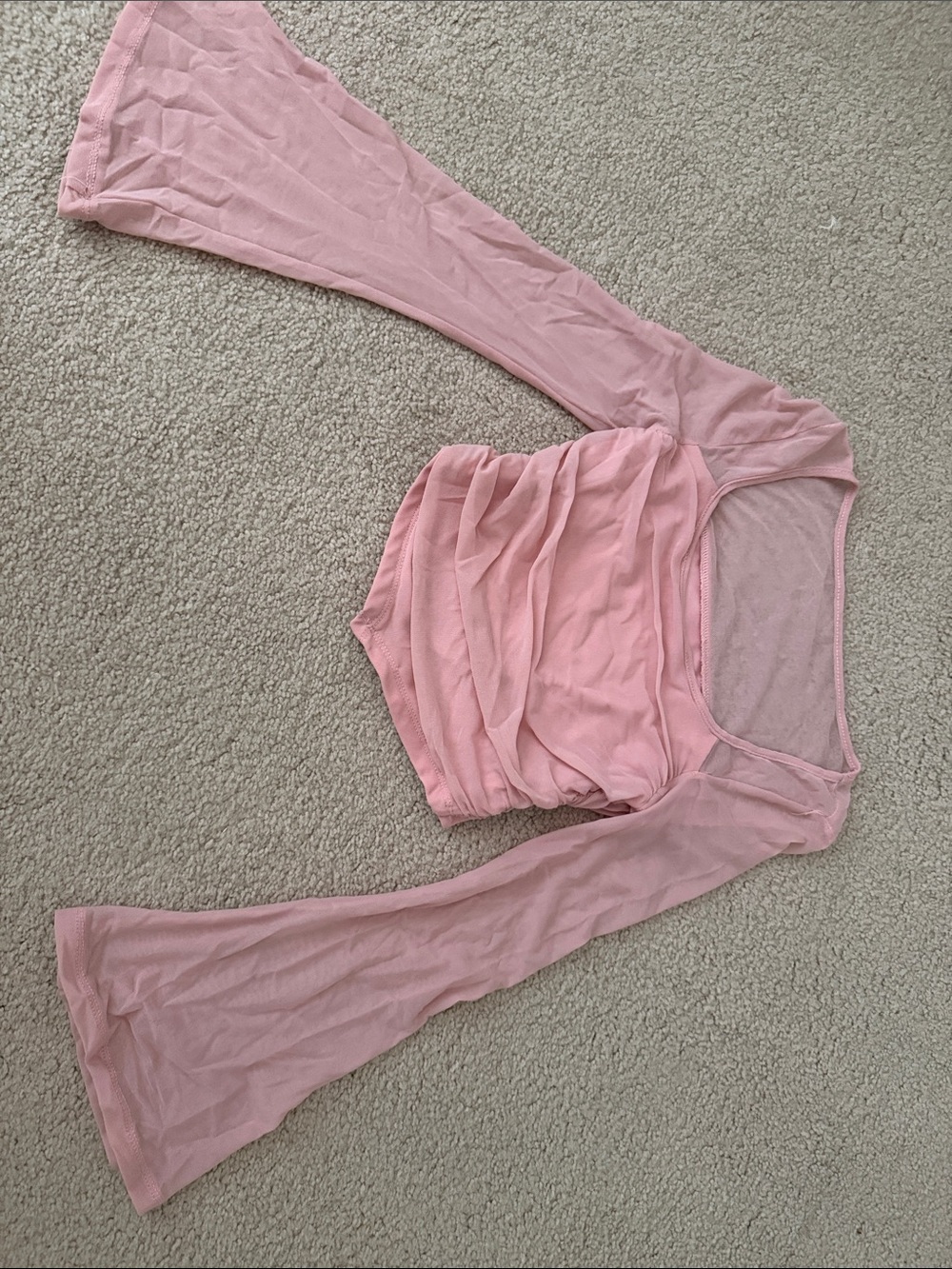 Kids Pink Long-Sleeve Mesh Top